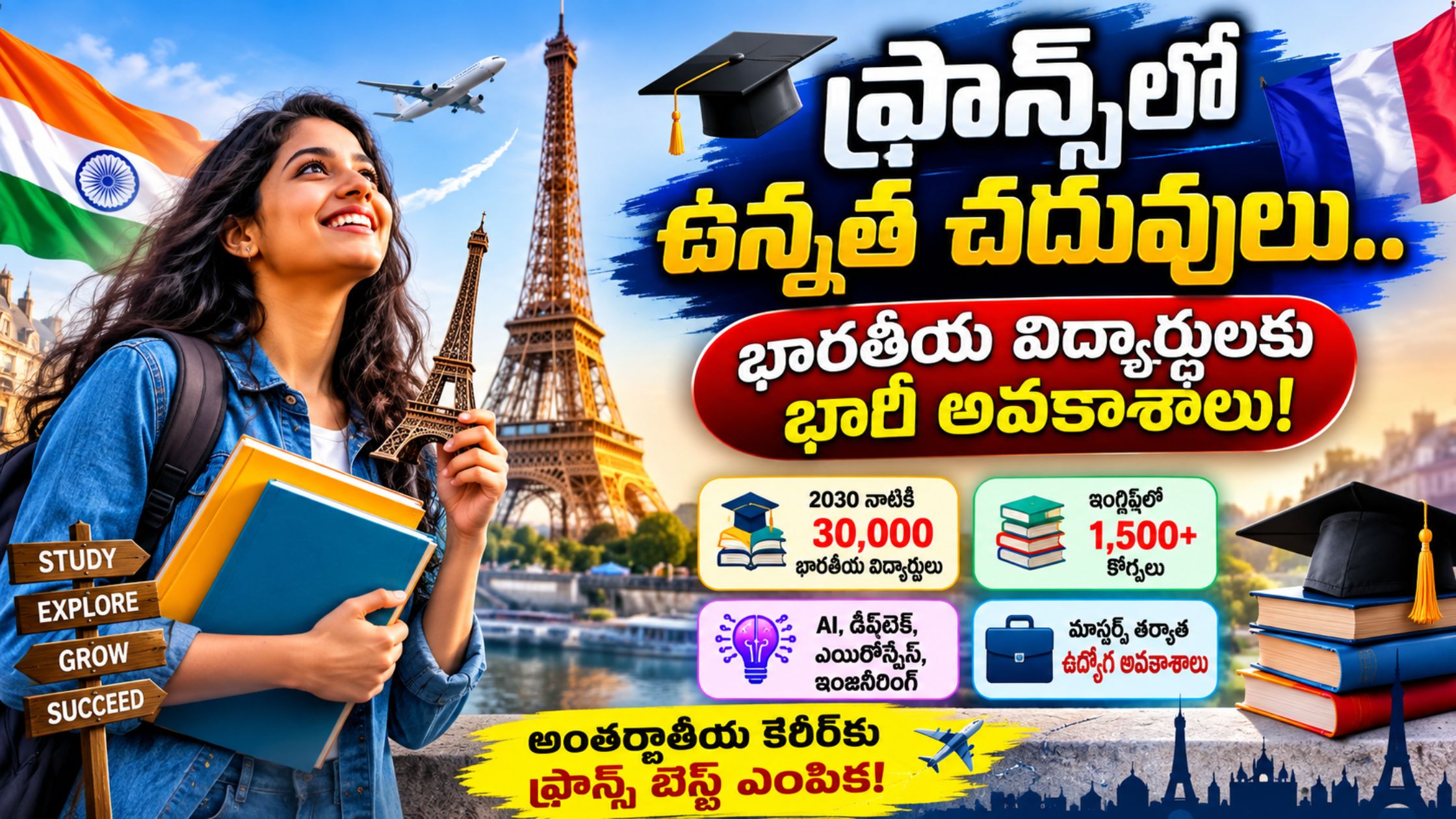 France Higher Education: Higher education in France.. Huge opportunities for Indian students.. Target of 30 thousand by 2030
