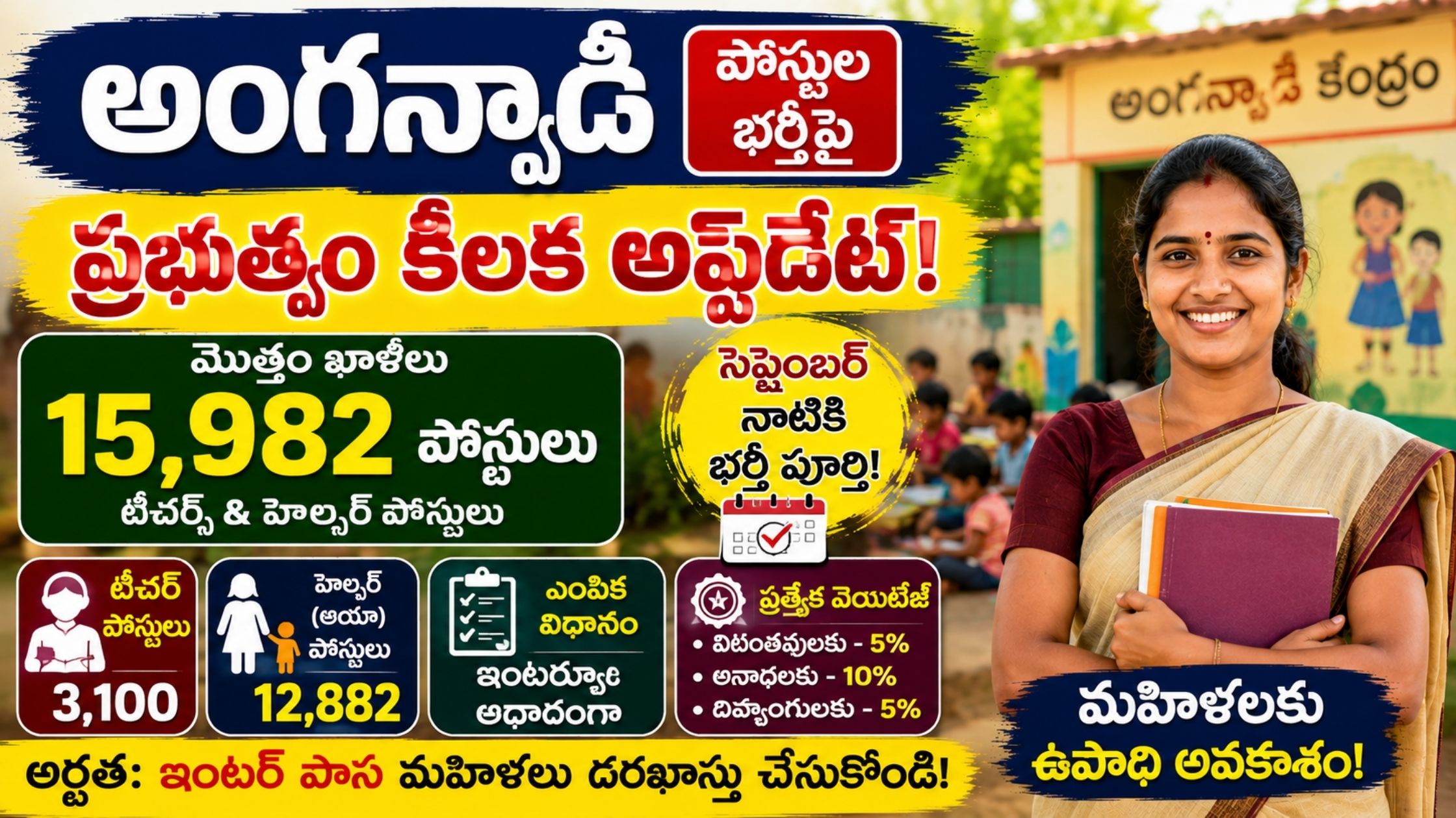 Telangana Anganwadi Jobs 2026: Government's key decision to fill Anganwadi posts.. 15,982 jobs!